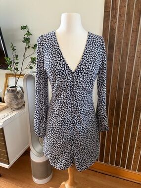 Abercrombie & Fitch Navy Mini Dress with White Floral Print Accents